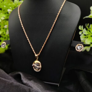 Imported Timeless Elegance Gold Pendant Necklace Set with Radiant Crystals | Girls & Women Fashion