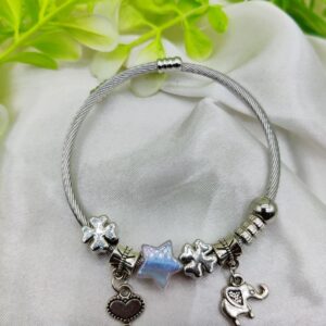 1 Piece Imported Elegant Pandora-Style Charm Bracelet - Starry Opalescent Design | Best Quality Artificial Bracelet For Girls & Women