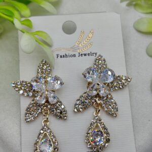 Imported Stunning Crystal Floral Earrings with Teardrop Accent - Nickel Free | Best Quality Artificial Earrings For Girls & Women