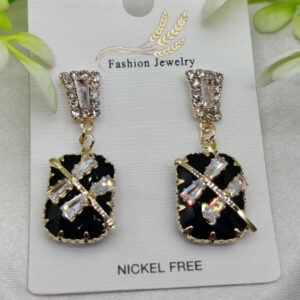 Imported Elegant Black Crystal Earrings with Sparkling Rhinestone Accents – Nickel-Free| Girls Earrings | Women Earrings | Jewellery