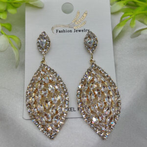 Imported Luxury Crystal Drop Earrings - Intricately Designed for Elegance - Luxurious Gold Finish | Best Quality Artificial Earrings For Girls & Women
