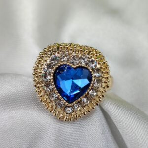 1 Piece Imported Heartfelt Elegance Blue Crystal Ring | Adjustable Ring – Timeless Charm   | Best Quality Adjustable Ring For Girls & Women