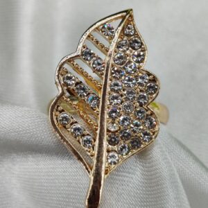 1 Piece Imported Elegant Crystal-Studded Leaf Ring | Best Quality Ring For Girls & Women | Adjustable Ring | Elegant Design Ring For Every Occasion 