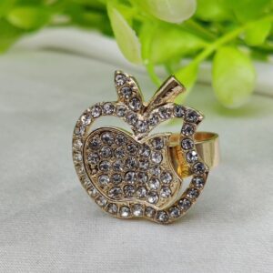 1 Piece Imported Glittering Crystal Apple Ring – Elegance Redefined ✨ | Luxurious Design Ring | Adjustable Ring | Ring For Girls & Women