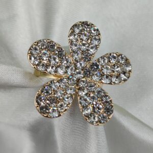 1 Piece Imported Sparkling Floral Crystal Ring – Radiant Elegance in Every Petal! | Luxurious Design Ring | Adjustable Ring | Ring For Girls & Women