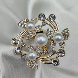 1 Piece Imported Exquisite Floral Pearl Ring – A Symphony of Elegance and Sparkle   | Luxurious Design Ring | Adjustable Ring | Ring For Girls & Women