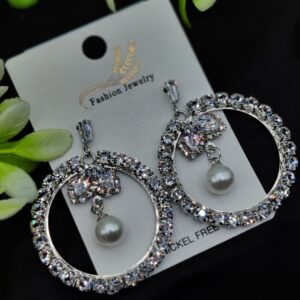 Imported Elegant Earrings  Starburst Pearl,Designs | Best Quality Earrings For Girls & Women | Luxury Look Earrings ( Silver Color )