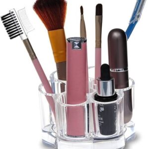 6 Slot Round Shape Lipstick Organizer Flower Shape Clear Acrylic Makeup Cosmetic Jewelry Storage Case Makeup Brush Holder Cosmetic Organizer Storage Box