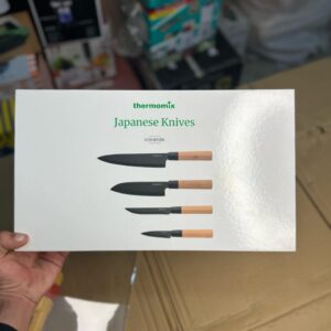 Thermomixer 4-Piece Japanese Knife Set – Self-Sharpening Blades with Wooden Handles