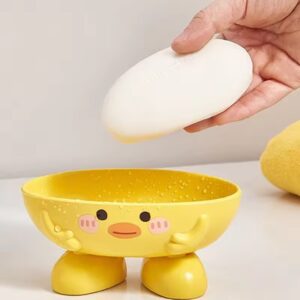 Cartoon Holder Shape Soap Box Drain Soap Holder Bathroom Shower Drain Soap Dish Soap Storage Container(yellow color)