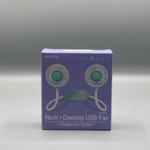 Mini Neck Fan – Portable USB Rechargeable Hands-Free Wearable Cooling Fan | Personal Airflow for Travel, Office & Outdoor Use