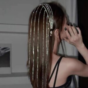 Full Rhinestone Long Tassel Headband For Women Multilayer Flashing Crystal Hairband Party Hair Accessories