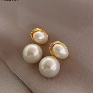 Oval Shape Marble Korean Style Earings For Women Girls Design Earring Jewelry (golden)