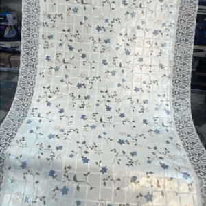01 Meter Beautiful White Floral Dastarkhwan with Intricate Lace Border - Perfect for Traditional Dining | Dastarkhwan (30*49 inch)