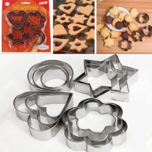12-Piece Stainless Steel Cookie Cutter Set – 4 Assorted Shapes for Baking, Pastry, and Crafts
