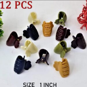 Pack of 12 Hair Catchers – Small Size (1 Inch) Multicolor Plastic Clips for Women & Girls | Strong Grip & Stylish Design (Random Color)