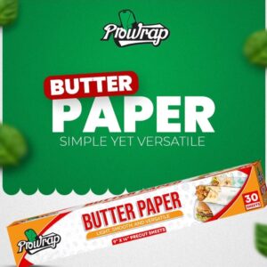 Prowrap Butter Paper – 9" x 14" Precut Sheets (30 Pcs) | High-Quality Waterproof & Grease-Resistant Food Wrap | Thicker Than Market Standard