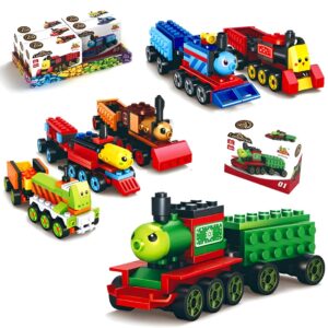 Pack Of 01 - Cartoon Train DIY Building Block Toy | Cartoon Train Block Set For Kids 