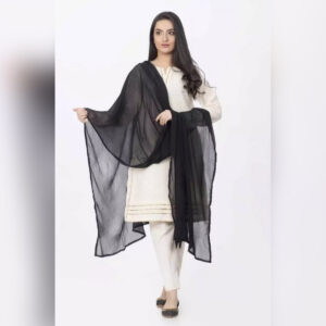 Plain Crinkle Chiffon Dupatta Black