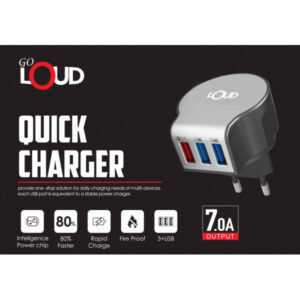 QUICK CHARGER Intelligence Power Chip 80% Faster Rapid Charge Fire Proof 3 USB Port 7.0A Output - WC880