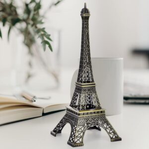 7-Inch Eiffel Tower Statue Home Decor | Bronze Alloy Metal Paris Landmark Model for Desk, Shelf & Gift