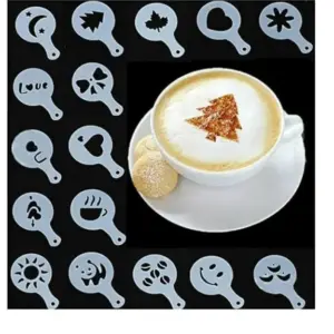 Pack Of 16 Silicone Coffee Art Stencil