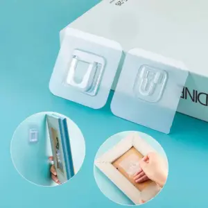 1 Pairs Double Sided Adhesive Wall Mounted Hooks Invisible Traceless Wall Hook