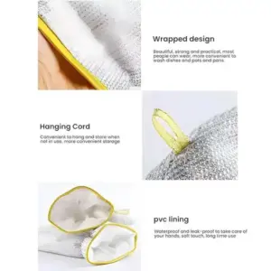(1 pcs ) Multipurpose Wire Dishwashing Gloves | Dishwashing Rags for Wet and Dry, Steel Wire Miracle Cleaning Cloth with Glove Shape, Non-Scratch Wire Dish Cloths for Washing Dishes, Kitchen | Anti-heat aluminium gloves