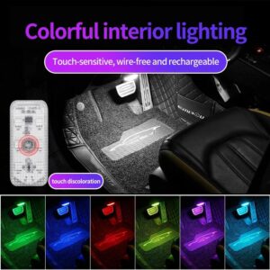 Car LED Lights Interior Magnetic Auto Interior lighting USB Rechargeable Portable LED Lights Car Night Reading Car Ambient Lighting 7 Colors (Random color)