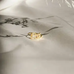 Customize Gold Plated Double Name Ring