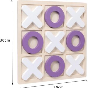 Wooden Tic-Tac-Toe Board Game – Classic XO Strategy Game for Kids, Toddlers, Preschoolers & Adults – Educational, Durable & Portable 30cm Wooden Board – Ideal Birthday Gift, Party Favour & Family Game (Random Color)