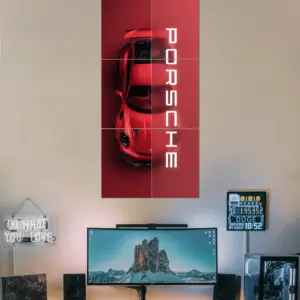 Set of 4 Car Design Sticky Photo Tiles – Wall Frames for Home & Office Decor