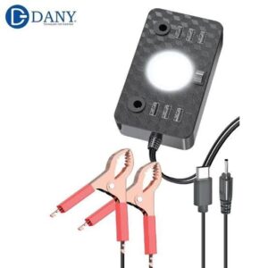 Dany C-1 Clipper Charger | 6 USB Ports | LED Light | DC Solar Mobile Charger | USB Battery Clamp | Power Cable | Short Circuit & Overload Protection - DC Mobile Charger - Original