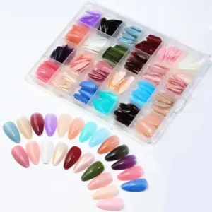 576 pcs nails with box ,Reusable Artificial nails, 24 different colours, beautiful fake nails American Nail for Girls Women Without Glow (Random color)