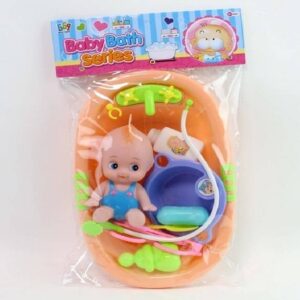 Baby Bath Series: Adorable Doll with Bathtub & Accessories Play Set - Random Color